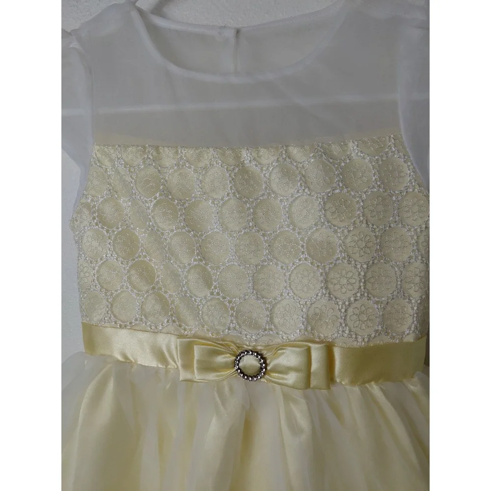 Jona Michelle Girl's Easter Spring Dress Yellow Lace Bow Sz 8 Party Wedding